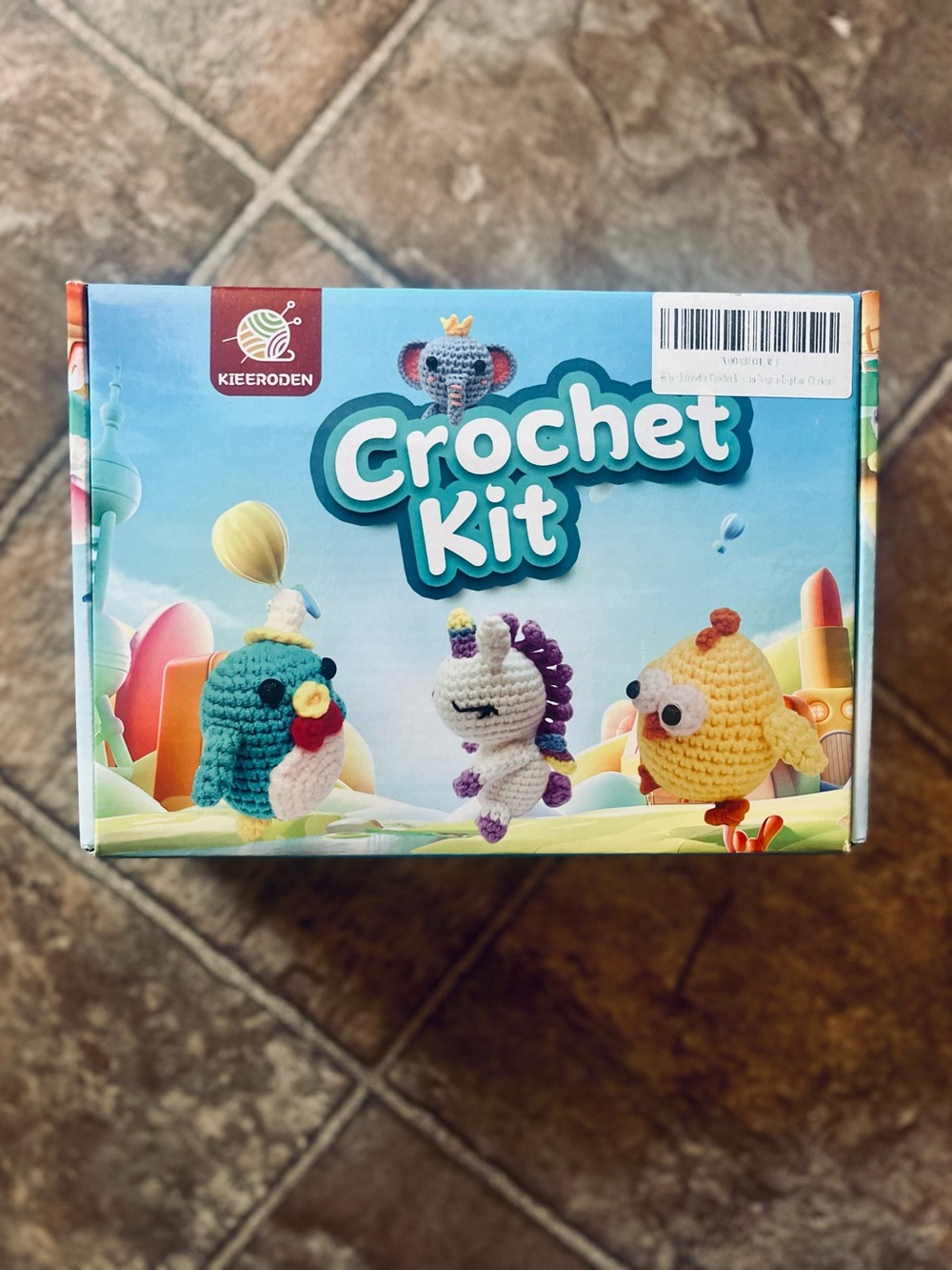 Kieeroden Crochet Kit 3 Pack Penguin/Elephant Unicorn &  Chicken NIB